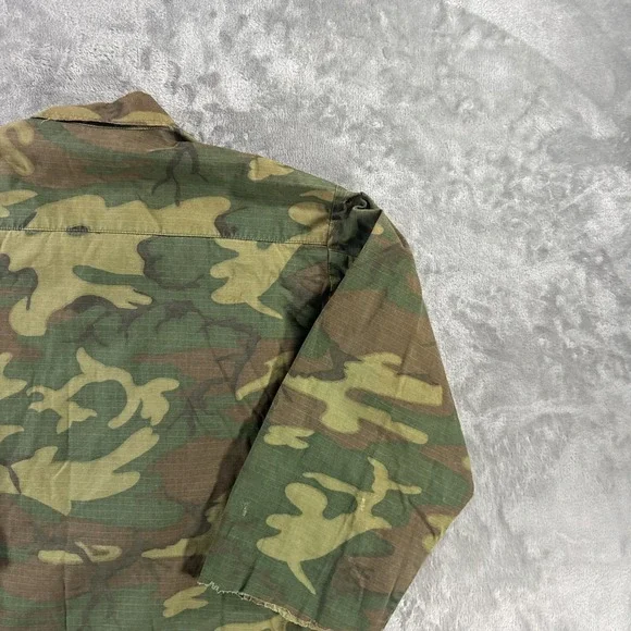 Vintage 60s Vietnam USMC Shirt Men's Small-Long Rip Stop Fatigue Tropical Jungle - Picture 10 of 16